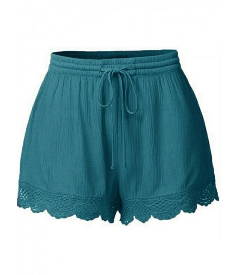 Pure Color Lace Casual Shorts