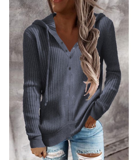 Pure Color Casual Hoodie Sweater Pullover